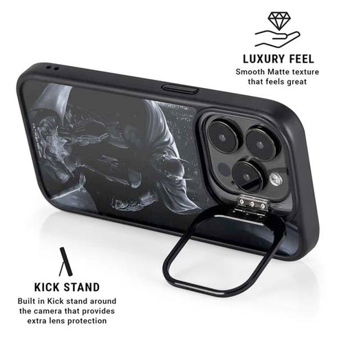 DC Comics Arkham Origins Batman In action pose iPhone 15 Pro Kickstand Case
